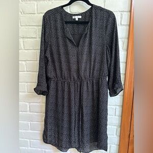 DR2 Black Long Sleeve Dress with White Dots